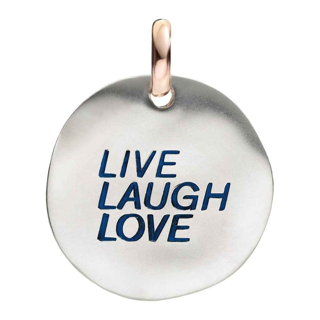Queriot ciondolo moneta grande Live Laugh Love argento 925 oro 9kt F12A03M0514 - Gioielleria Capodagli