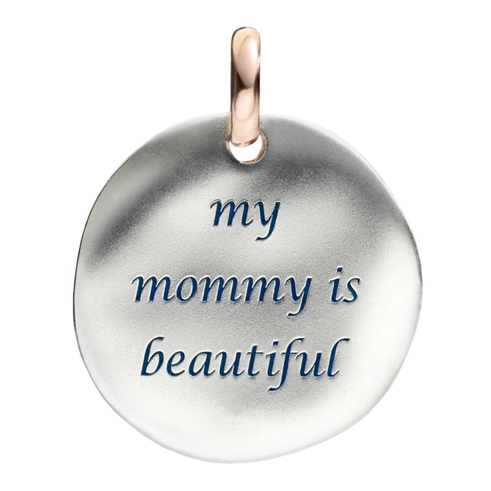 Queriot ciondolo moneta grande My Mommy Is Beautiful argento 925 oro 9kt F12A03M0620 - Gioielleria Capodagli