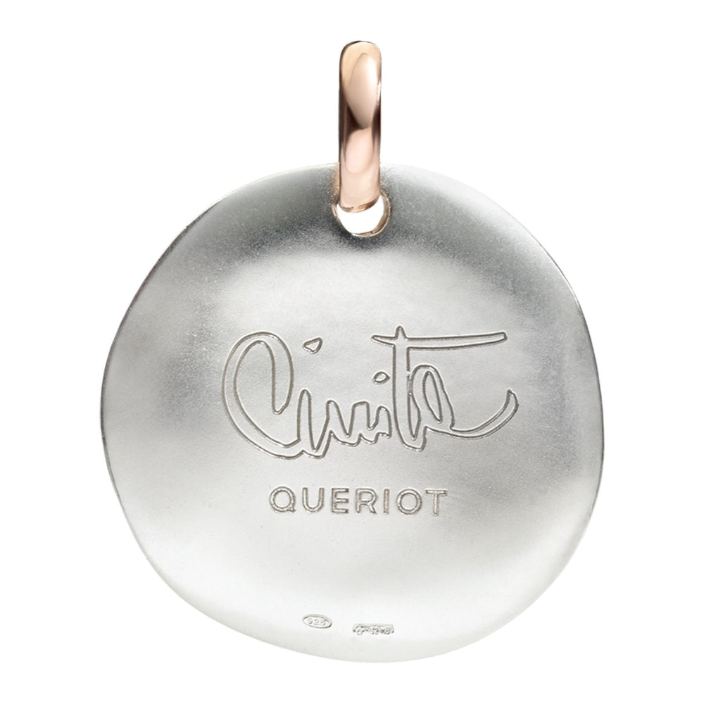 Queriot ciondolo moneta grande Simplicity Is Beautiful argento 925 oro 9kt F12A03M0509 - Gioielleria Capodagli