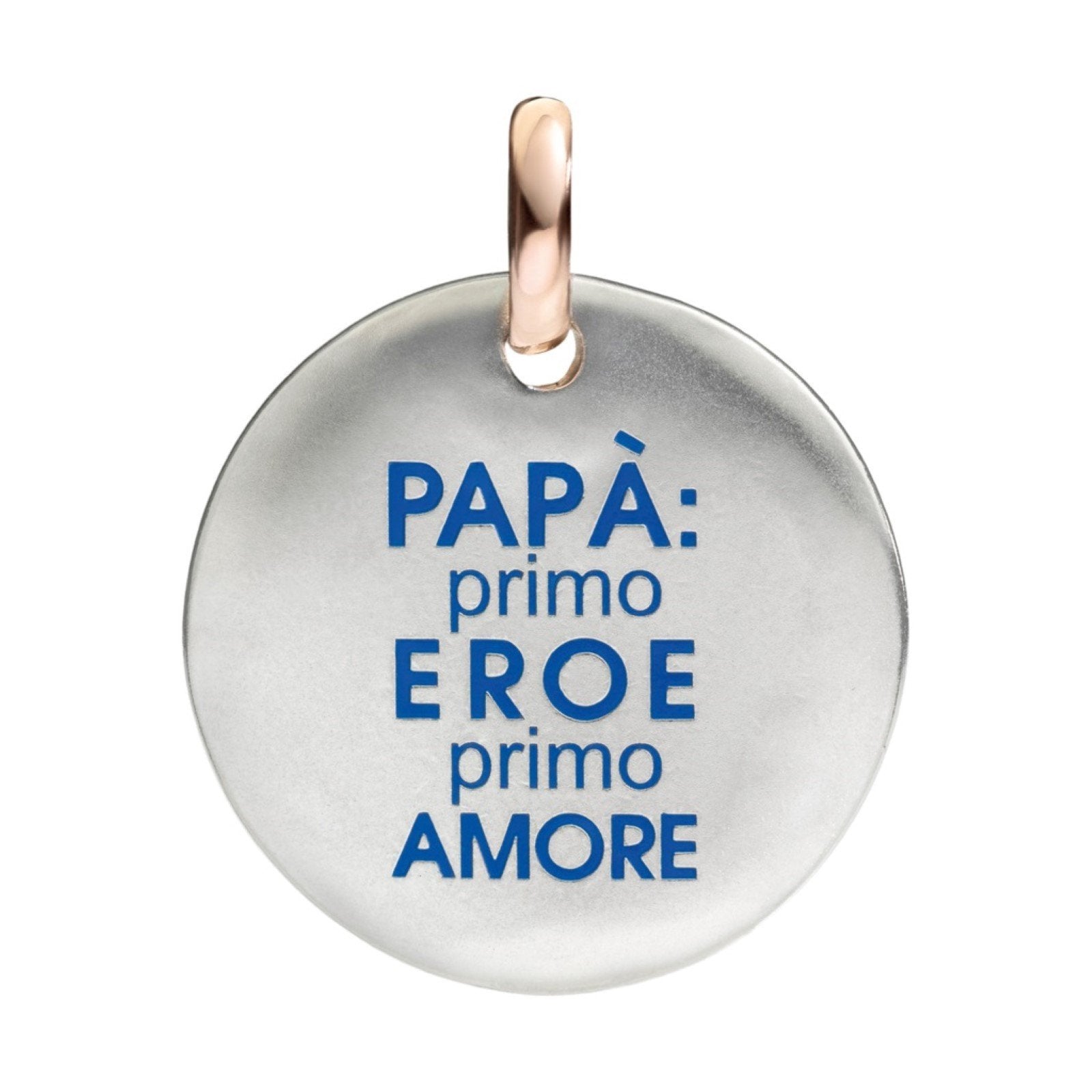 Queriot ciondolo moneta grande Papà Primo Eroe Primo Amore argento 925 oro 9kt F13A03M5339 - Gioielleria Capodagli