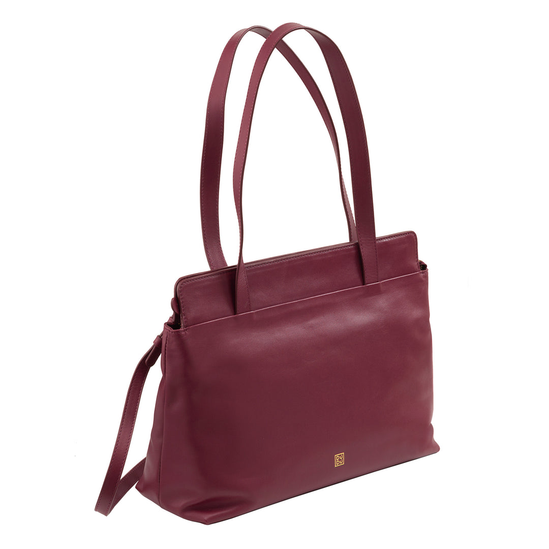 DUDU Women's Shoulder Bag Shopper Tote Shopping Bag Large Soft Leather with Zipper