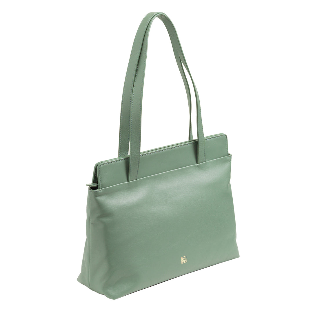 DUDU Women's Shoulder Bag Shopper Tote Shopping Bag Large Soft Leather with Zipper