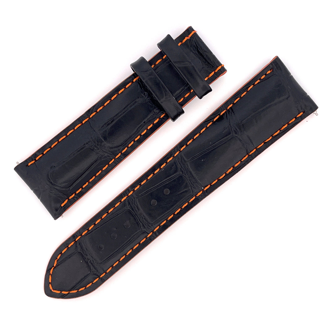 Mido watch strap Multifort leather black seams orange M6100129224