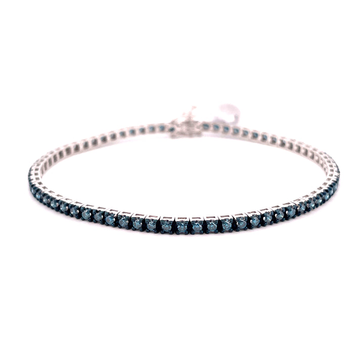 Sidelace tennis bracelet 18kt white gold and blue diamonds 2.04ct M5188-3BB 0020BR