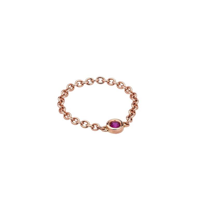 Sidalo anello a catena rolò oro rosa 18kt 0,80g rubino 0,06ct M 4651 AR - Gioielleria Capodagli
