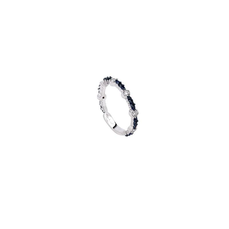 Sidalo anello fedina girodito eternity oro bianco 18kt 2,70g diamanti 0,22ct zaffiri 0,40ct M 3925 AZ - Gioielleria Capodagli