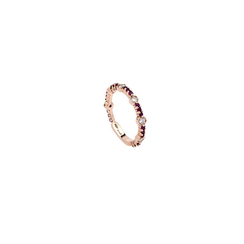 Sidalo anello fedina girodito eternity oro rosa 18kt 2,70g diamanti 0,22ct rubini 0,38ct M 3925 AR - Gioielleria Capodagli