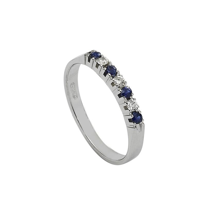 Sidalo anello fedina oro bianco 18kt 2,40g diamanti 0,09ct smeraldi 0,15ct M 1279 3 AZ - Gioielleria Capodagli