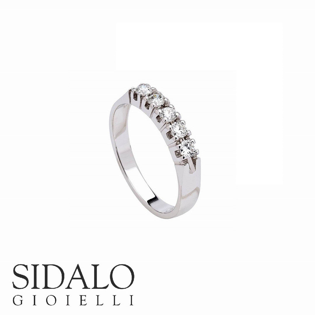 Sidalo fedina Tornita oro bianco 18kt 5 diamanti M1278-019 - Gioielleria Capodagli