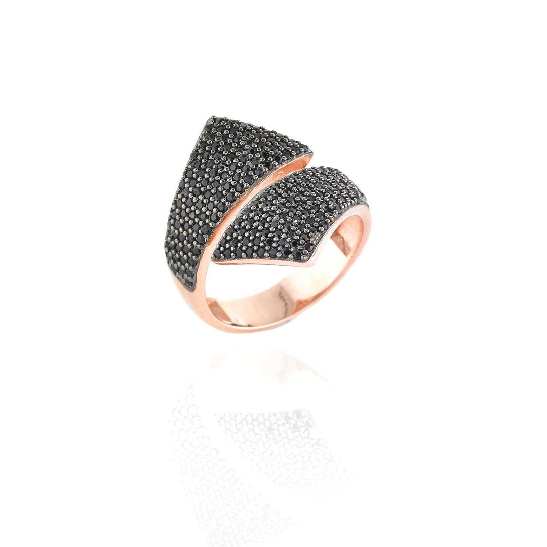 Sogni anello contrariè in argento 925 con bagno oro rosa e pavè di zirconi neri AN001RN - Gioielleria Capodagli