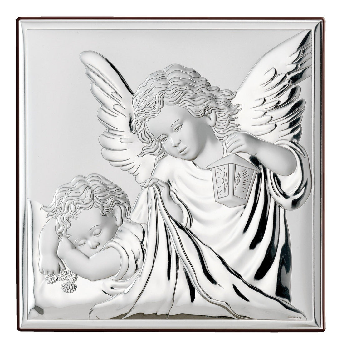 Sovrani quadro angelo protettore 18x18 laminato argento B2129 - Gioielleria Capodagli