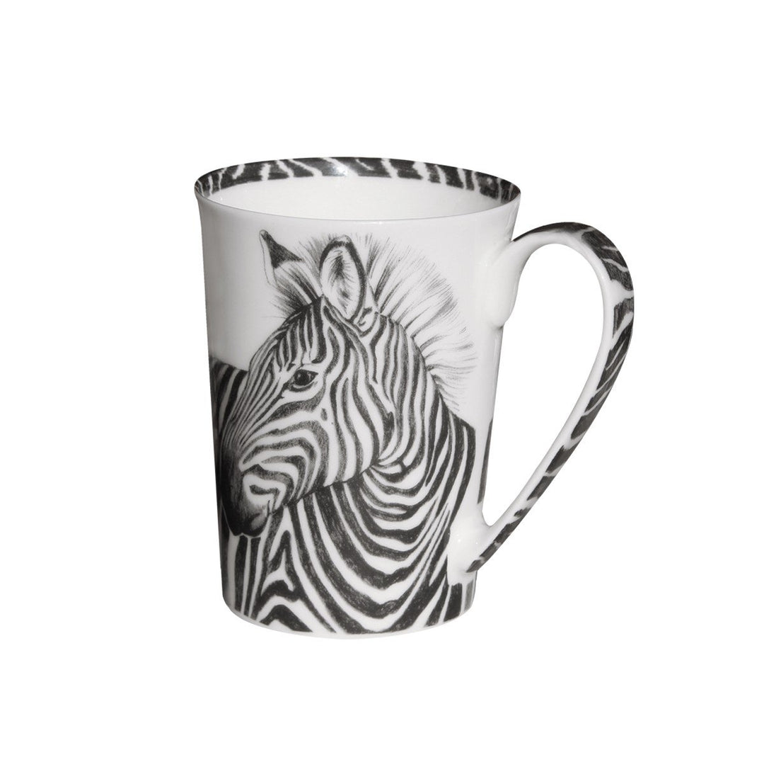 Taitù mug con coperchio zebra Wild Spirit h 12cm d 9cm 450ml porcellana Bone China 12-1-4-D - Gioielleria Capodagli