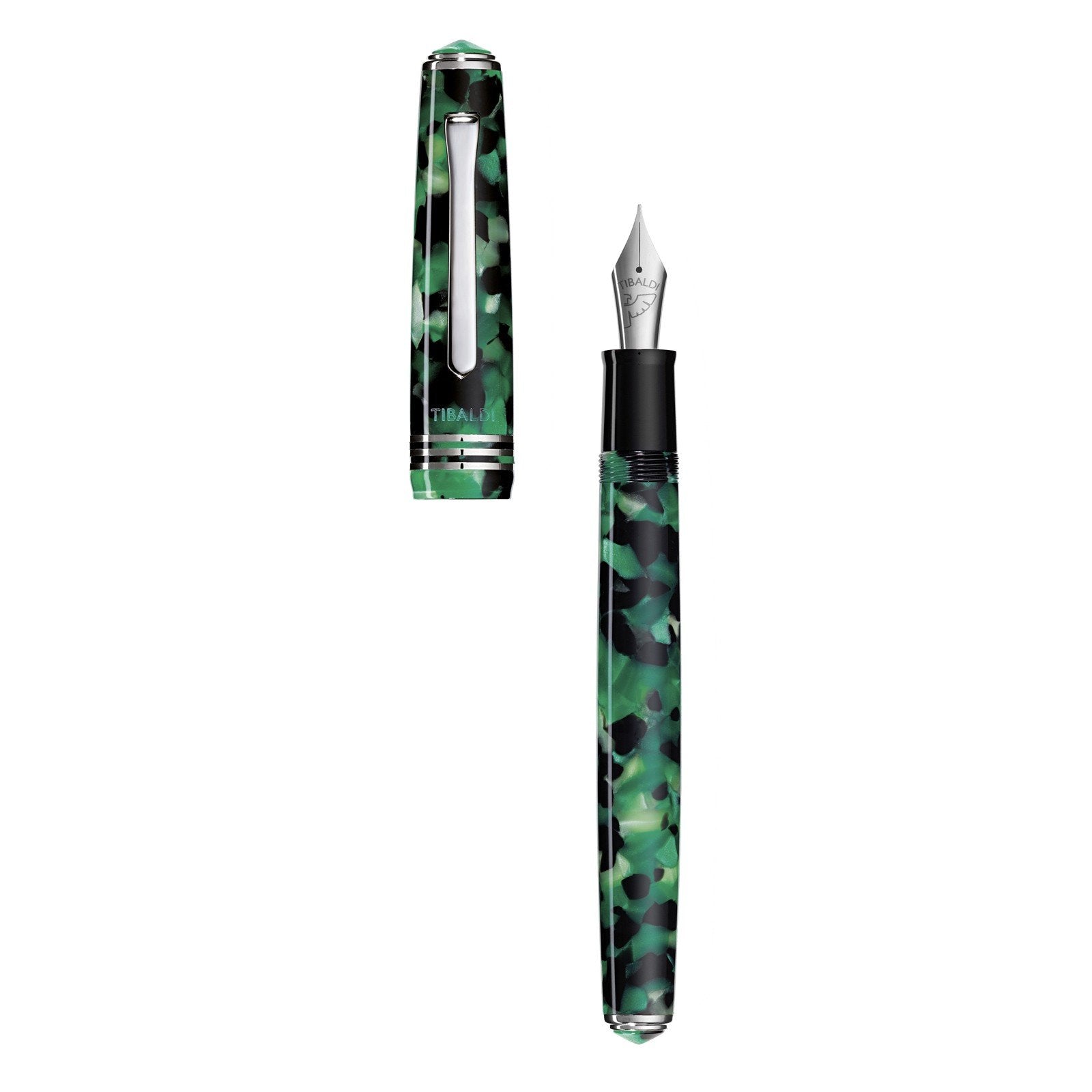 Tibaldi stilografica N60 in resina verde smeraldo punta larga N60-489_FP-B - Gioielleria Capodagli