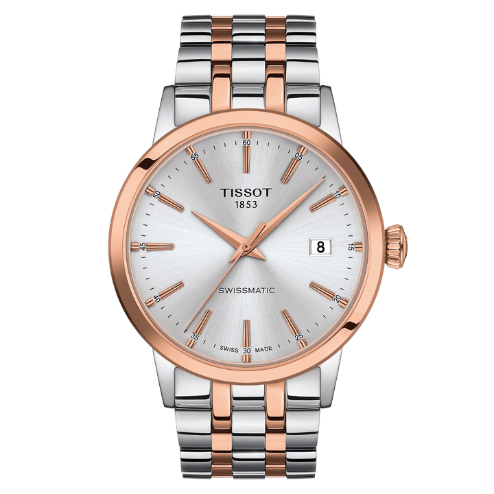 Tissot orologio Classic Dream Swissmatic 42mm argento automatico acciaio finitura PVD oro rosa T129.407.22.031.00 - Gioielleria Capodagli