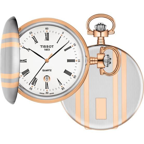 Tissot orologio da tasca Savonette 48,5mm bianco quarzo ottone dorato e palladio T862.410.29.013.00 - Gioielleria Capodagli