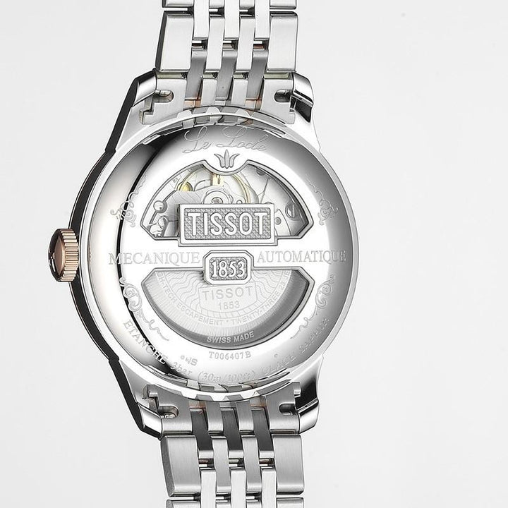 Tissot orologio Le Locle Powermatic 80 39,3mm argento automatico acciaio finitura PVD oro rosa T006.407.22.033.00 - Gioielleria Capodagli