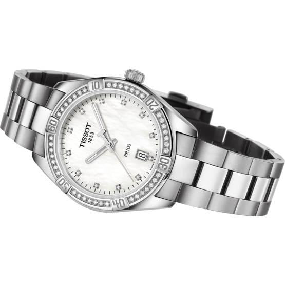 Tissot orologio PR 100 Lady Sport Chic 36mm madreperla diamanti quarzo acciaio T101.910.61.116.00 - Gioielleria Capodagli