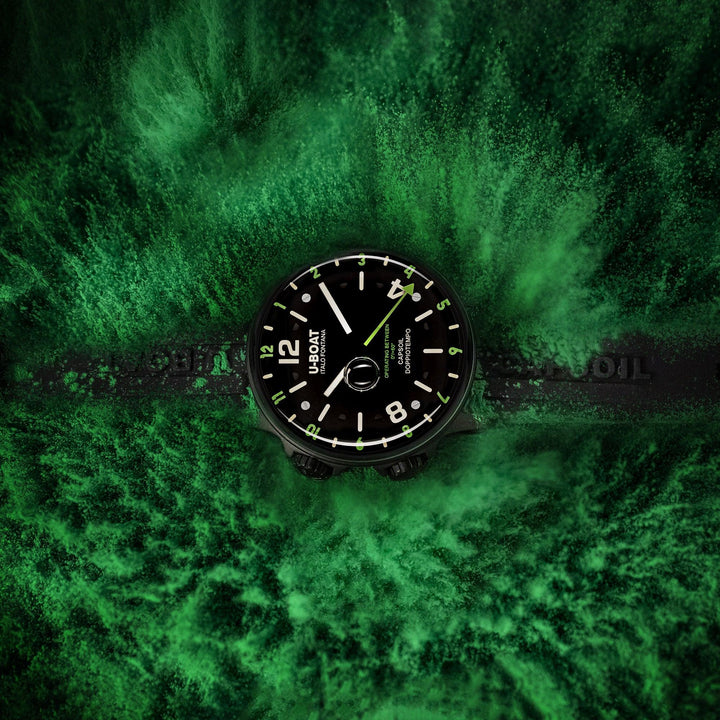 U-BOAT orologio Capsoil Doppiotempo DLC Green Rehaut 45 mm nero acciaio 8840/B - Capodagli 1937