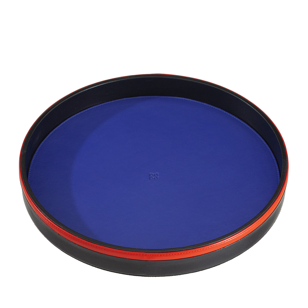 DUDU Round 32cm Leather Multicolor Storage Tray for Office Home Refined Design