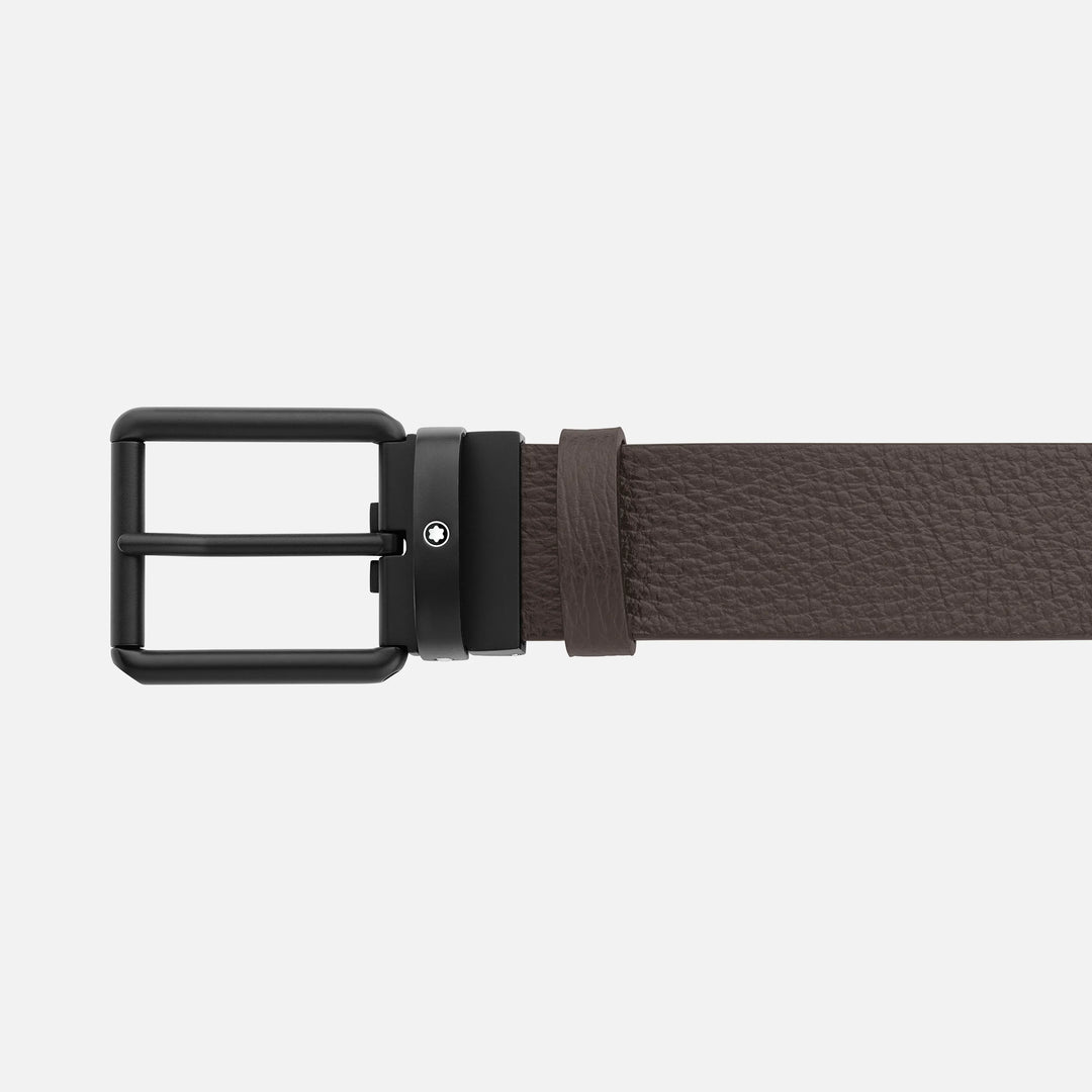 Cinturón Montblanc 35 mm hebilla PVD piel reversible negro/marrón 131187