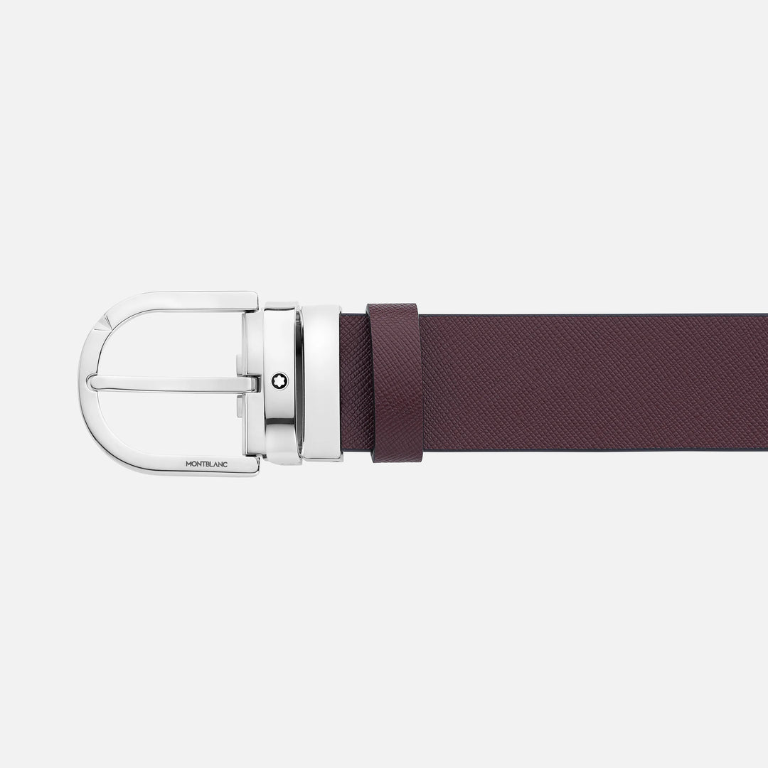 Montblanc belt 35mm horseshoe buckle reversible leather Sartorial black/must 131176