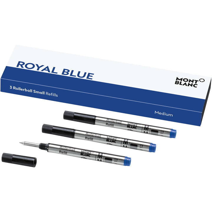Montblanc 3 refill piccoli per roller punta M Royal Blue blu 128241 - Capodagli 1937
