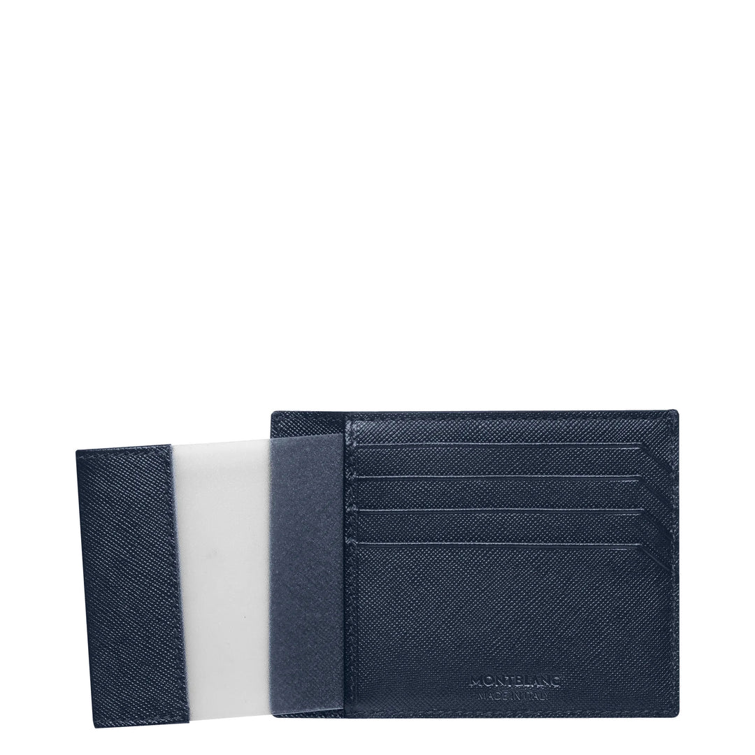Montblanc Portatarjetas de tarjeta de crédito de bolsillo de 4 compartimentos con portatarjetas Montblanc Sastrería Azul 128594