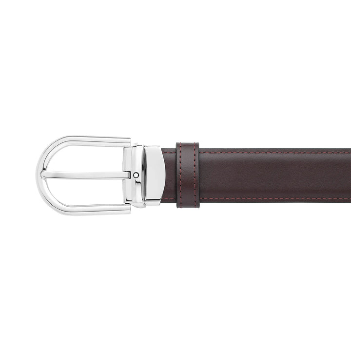 Montblanc Belt 30mm Buckle Horseshoe Reversible Leather Black/Bordeaux 128755