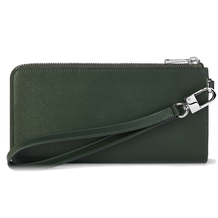 Montblanc portafoglio lungo 12 scomparti Meisterstück 4810 Deep Forest verde con cerniera e cinturino da polso amovibile 129249