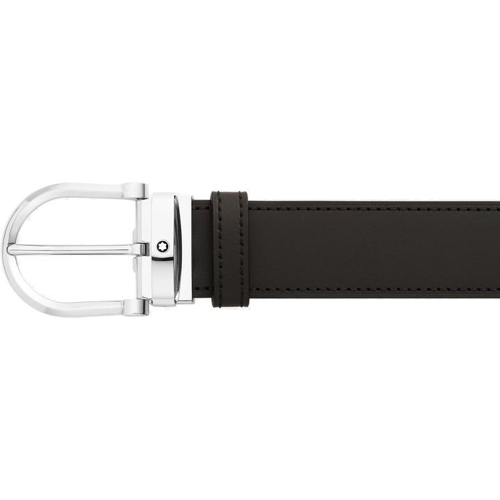 Montblanc belt 35mm reversible black/brown leather with horseshoe buckle 128783
