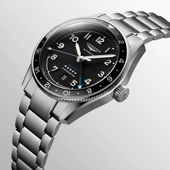 Longines Watch Spirit Zulu Zeit 42 mm schwarzer automatischer Stahl L3.812.4.53.6