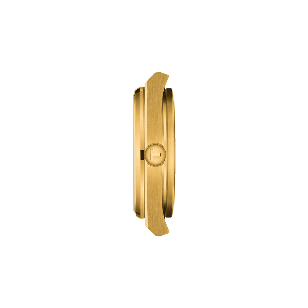 Tissssot watch PRX 35mm champagne quartz steel finish PVD yellow gold T137.210.33.021.00