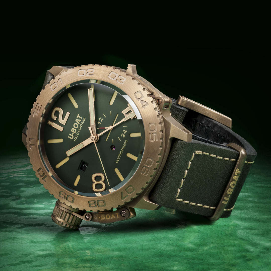 U-BOAT Reloj de doble huso 46 BRONCE GR 46mm Automático Verde Bronce 9088