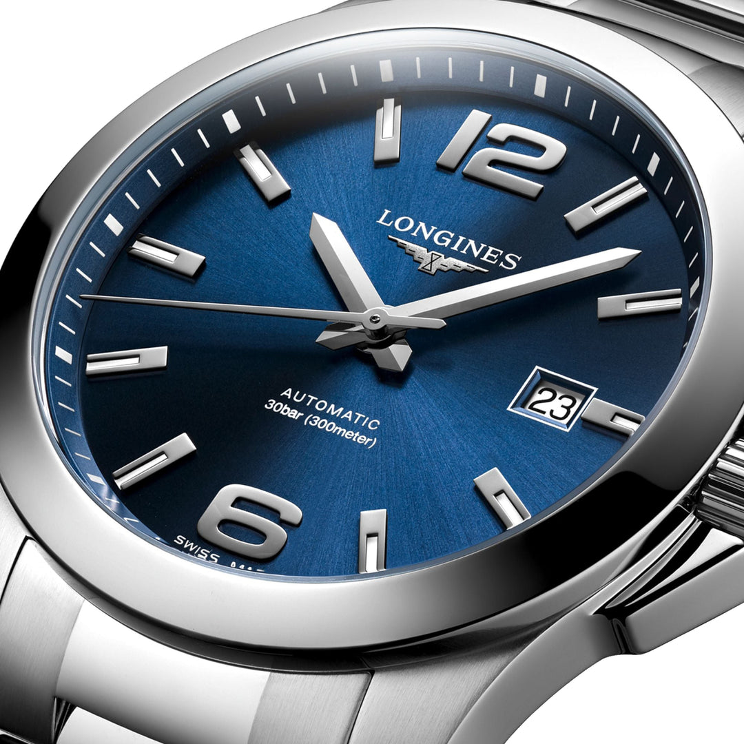 Longines orologio Conquest 41mm blu automatico acciaio L3.777.4.99.6