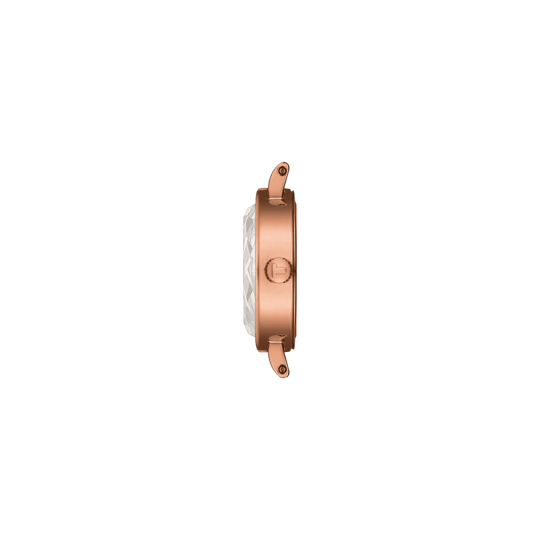Tissot Watch schöne Runde 19.5mm Madreper Perf Quarz Steel Finish PVD Gold Rose T140,009.33.111.00