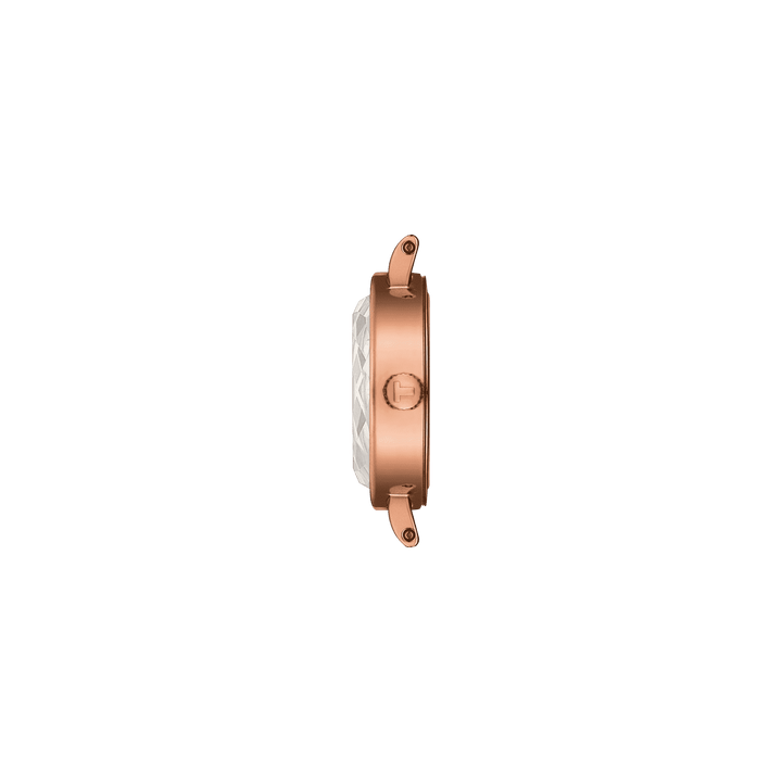 Tissot Watch schöne Runde 19.5mm Madreper Perf Quarz Steel Finish PVD Gold Rose T140,009.33.111.00