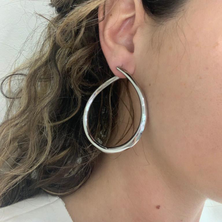 Hoop Earrings Drop Large Silver 925 CPD-ORE-ARG-0001-BL