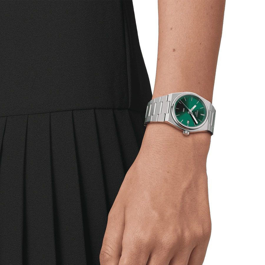 Tissssot watch PRX green 35mm quartz steel T137.210.111.081.00