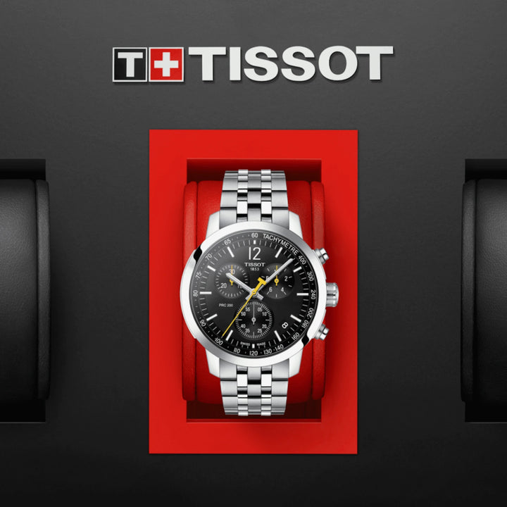Tissssot watch PRC 200 Chronograph 43mm black quartz steel T114.417.111.057.00