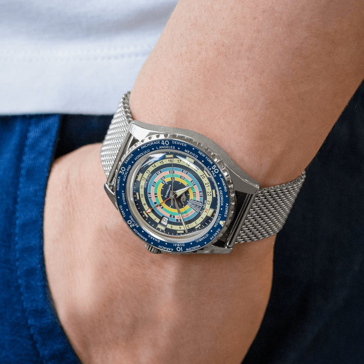 Mido orologio Ocean Star Decompression Worldtimer Special Edition 40mm blu automatico acciaio M026.829.17.041.00