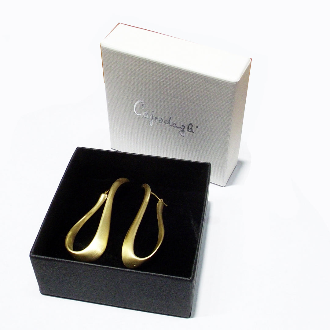 Hoop Earrings 925 Silver Drop PVD Finish Satined Yellow Gold CPD-ORE-ARG-0002-GS