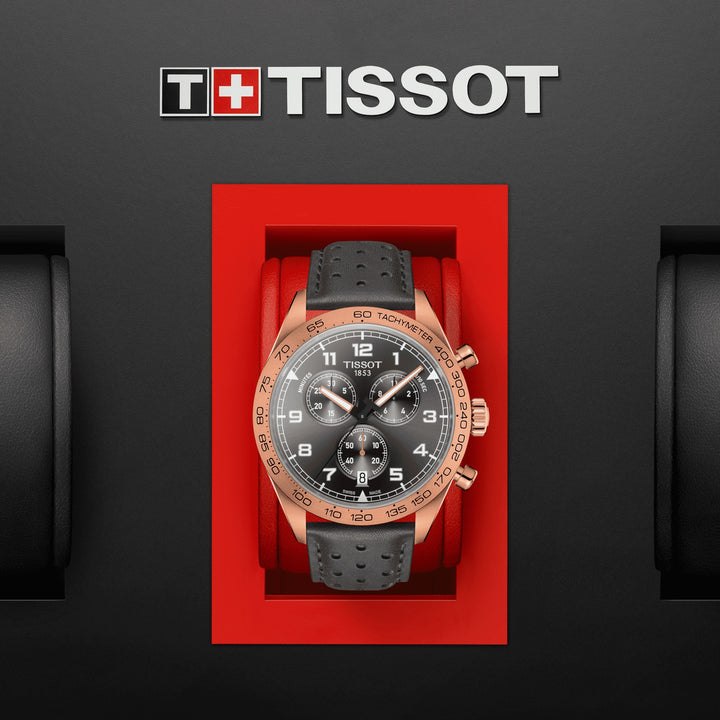 Reloj Tissot PRS 516 Cronógrafo 45 mm de acero gris cuarzo acabado PVD oro rosa T131.617.36.082.00
