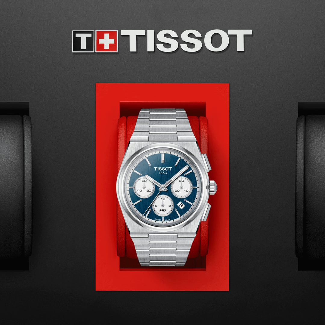 Tissot horloge PRX Chronographe automatique 42mm bleu Automatic Steel T137.427.11.041.00