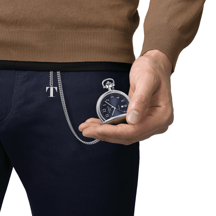 Tissot reloj de bolsillo Savonette 48,5 mm de acero de cuarzo azul T862.410.19.042.00