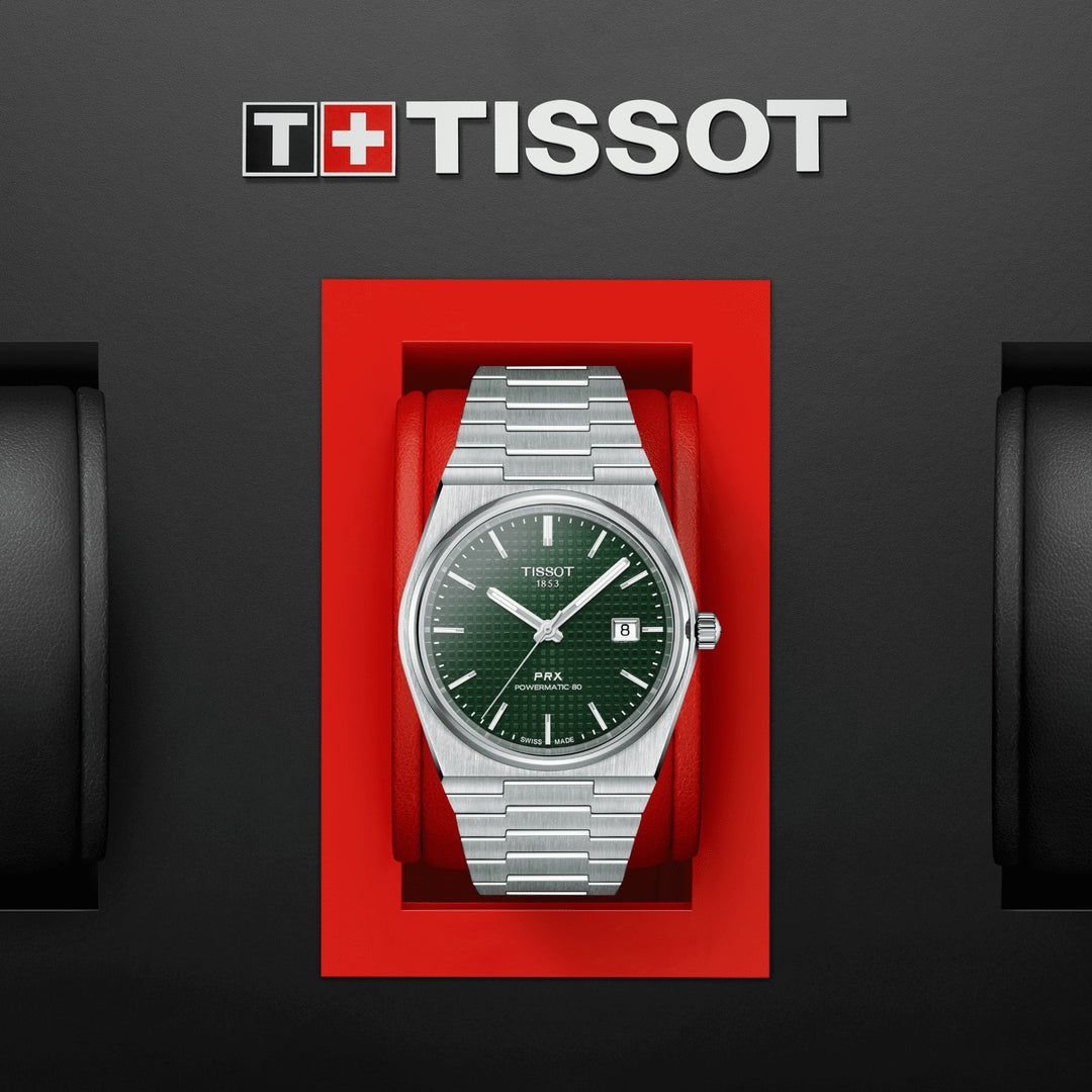 Tissssot watch PRX Powermatic 80 40mm green automatic steel T137.407.111.090.00