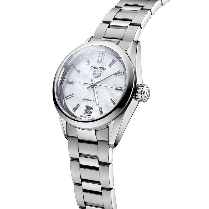 TAG Heuer watch Carrera Calibre 9 29mm automatic mother of pearl steel WBN2410.BA0621