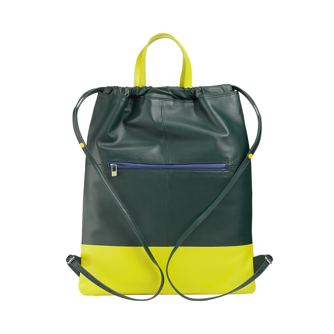 DuDu bag in Sacca in leather for fashion sports bag bag bag with coulisse and thin leather shoulder straps