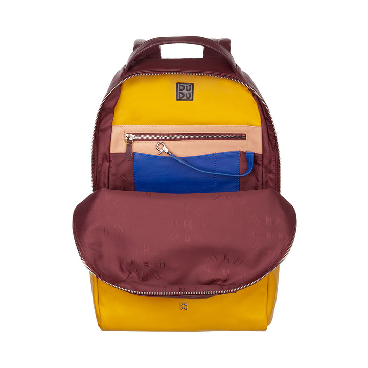 DuDu Mehrfarbiger Ledersport -Rucksack, farbenfroher weicher Damen -Rucksack mit Anti -Daht -Tasche
