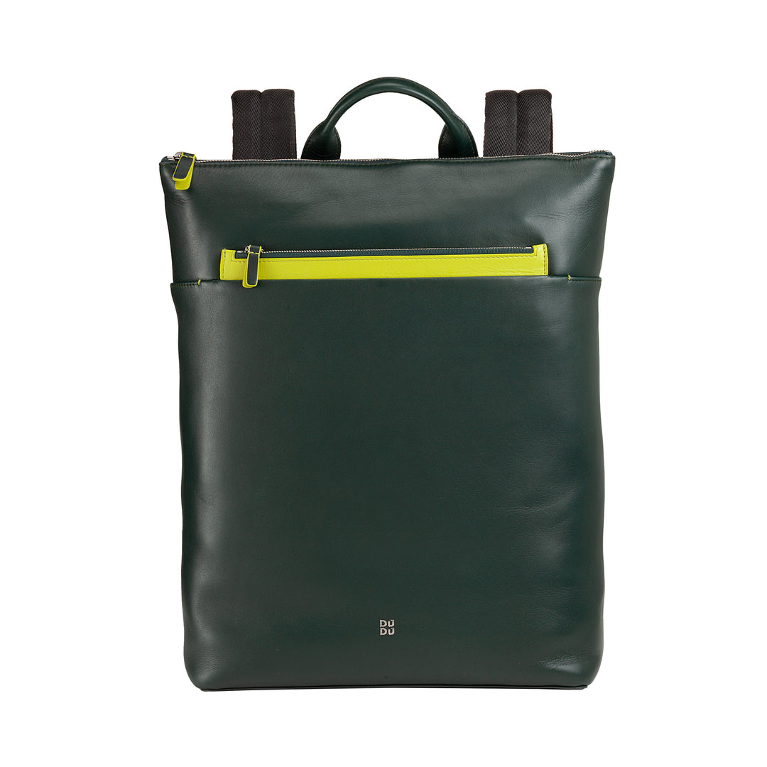 Mochila para hombres Dudu en cuero, mochila portátil de PC MacBook de hasta 16 pulgadas, mochila para viajar con cremallera y ataque de tranvía